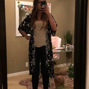 Cow skull print kimono/duster